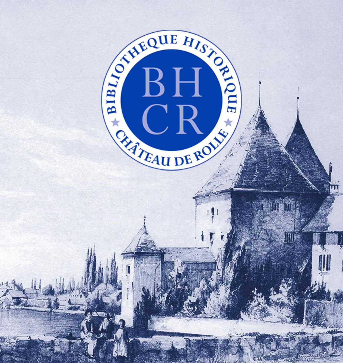 Gravure du château de Rolle au bord du lac